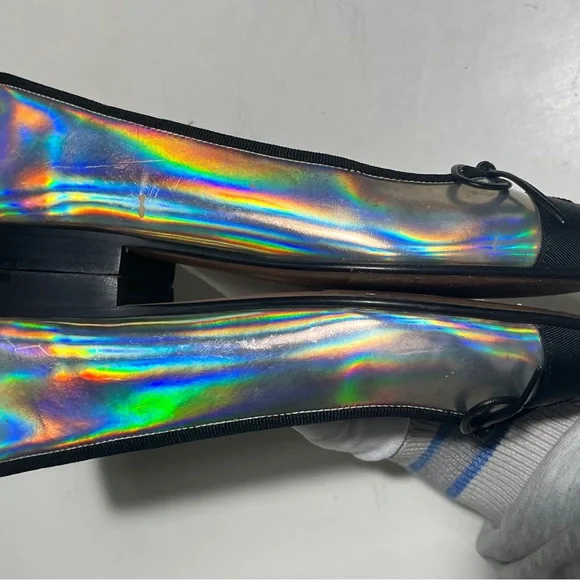 CHANEL Iridescent Ballet Flats with Black Cap Toe - Picture 5 of 16